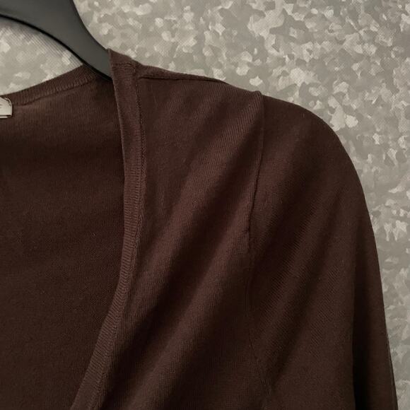 Coldwater Creek Brown Silk Blend Gathered Cardigan Sweater - Size Large (14-16) - Picture 2 of 6